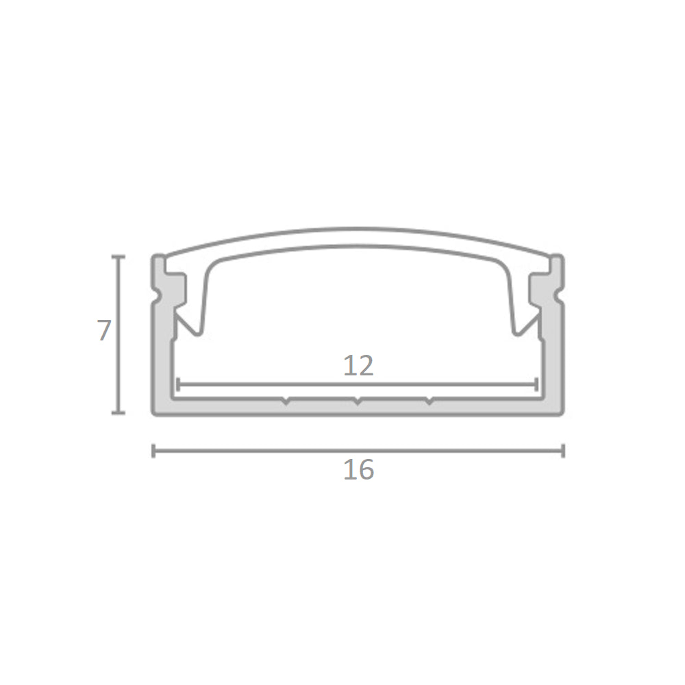 PVC profil til LED strip - 1m, hvid m. mælkehvidt cover