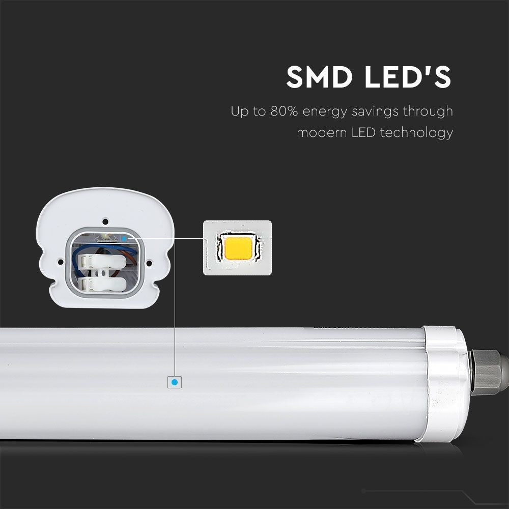 V-Tac vandtæt LED-armatur 120 cm - 36W, 4320lm, RA80, IP65