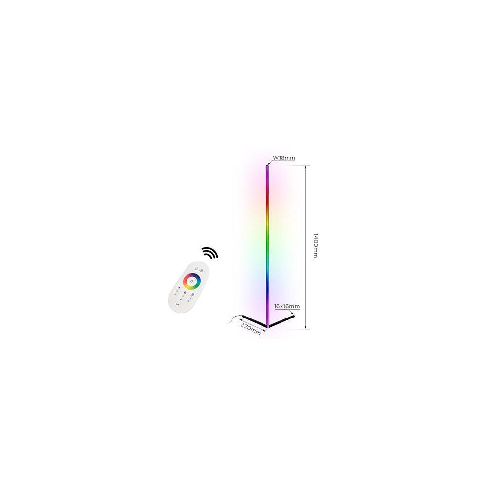 Sort 140cm høj RGB hjørnelampe med 20W effekt og fjernbetjening
