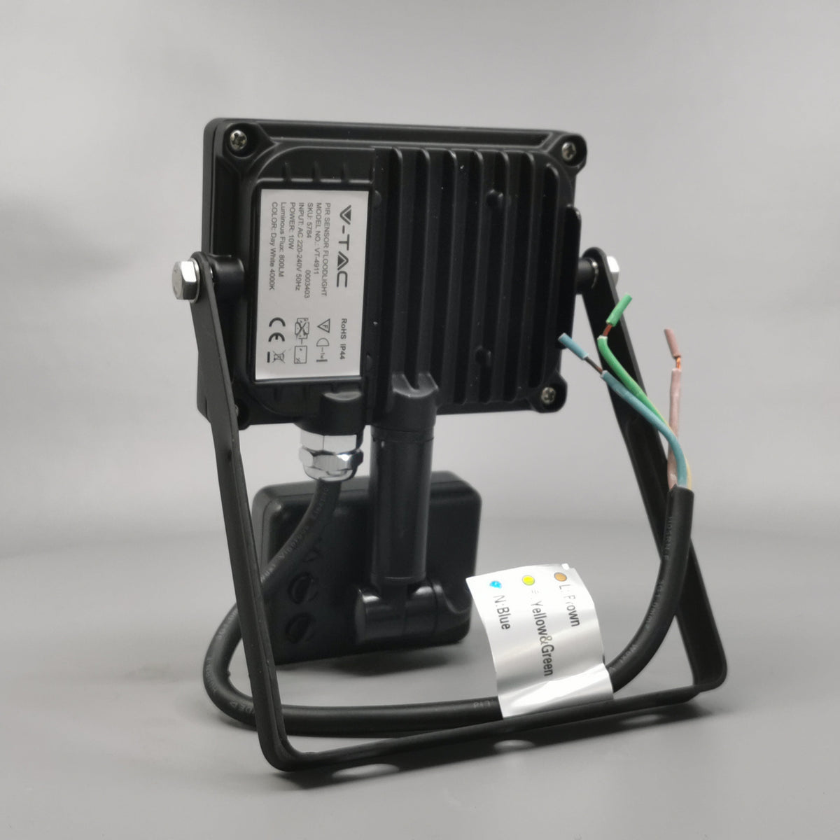 10W LED slim projektør m. sensor 4500K sort (360° frame 11)