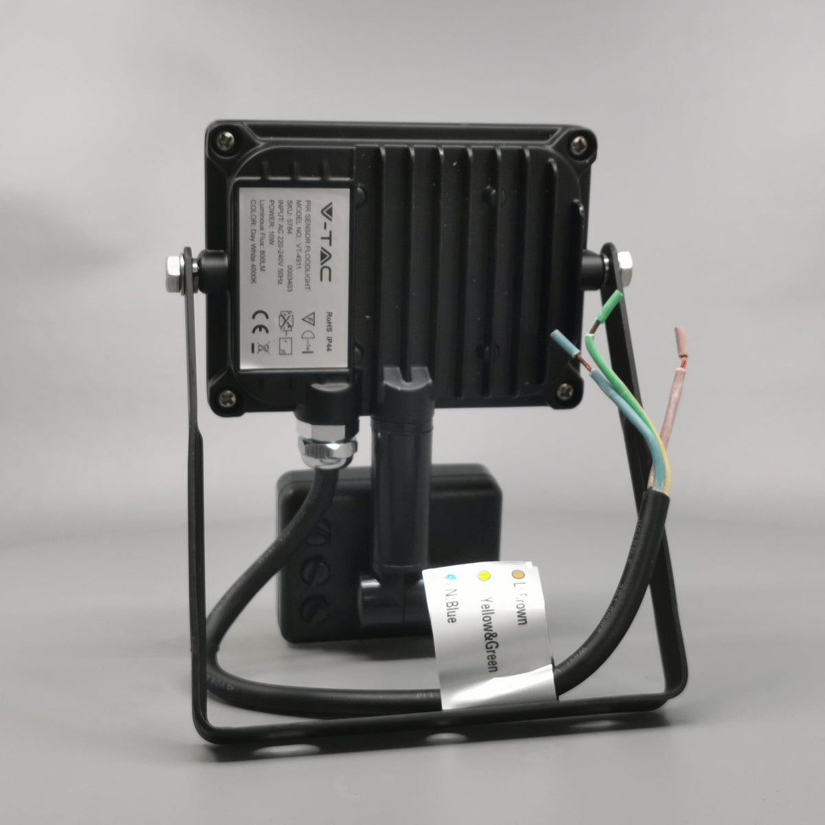10W LED slim projektør m. sensor 4500K sort (360° frame 12)