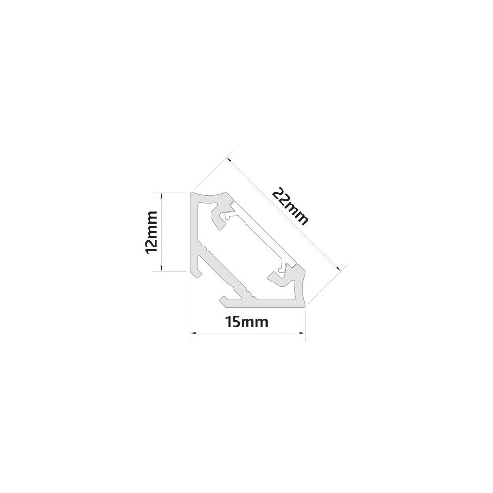 PVC hjørneprofil til LED strip - 15x15, 2m, sort med mælkehvidt cover