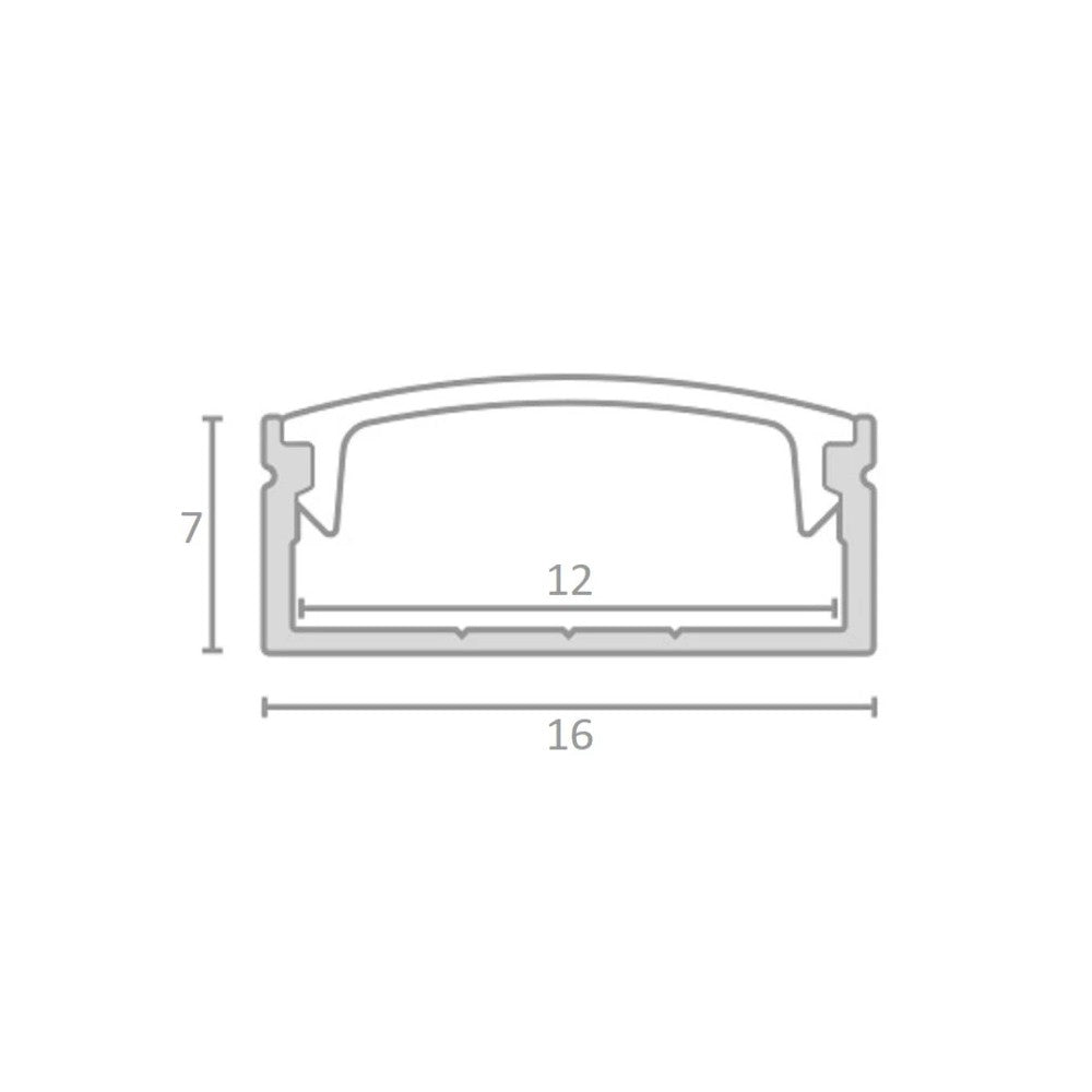 PVC profil til LED strip - 2 meter, hvid, med mælkehvidt cover