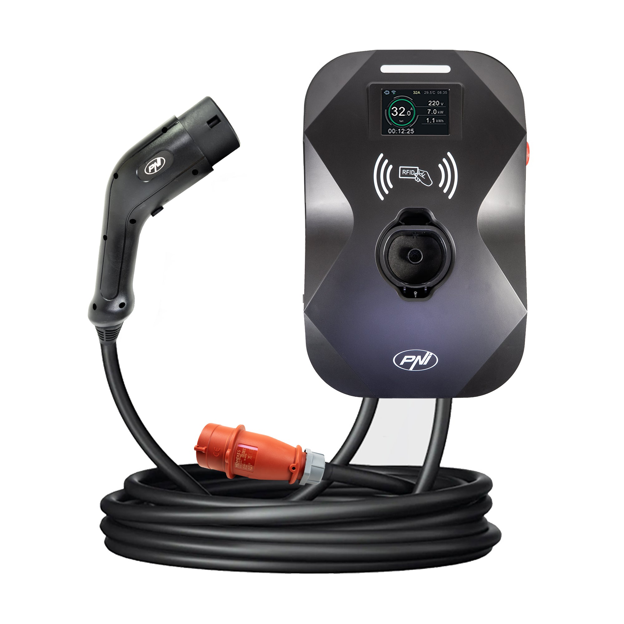 Ladestation 11kW m. display og 5 meter kabel