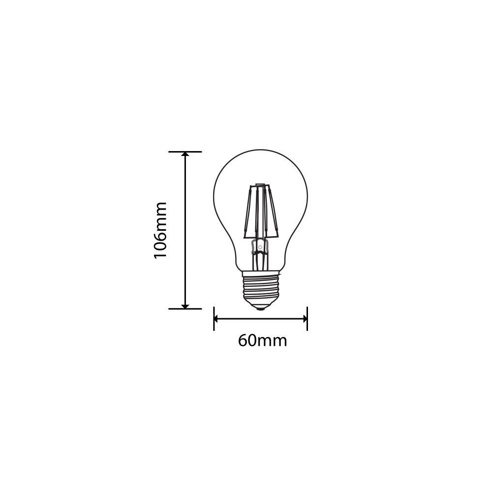 Dæmpbar LED Pære - Kultråd LED A60 E27, 6W, 630lm, RA80