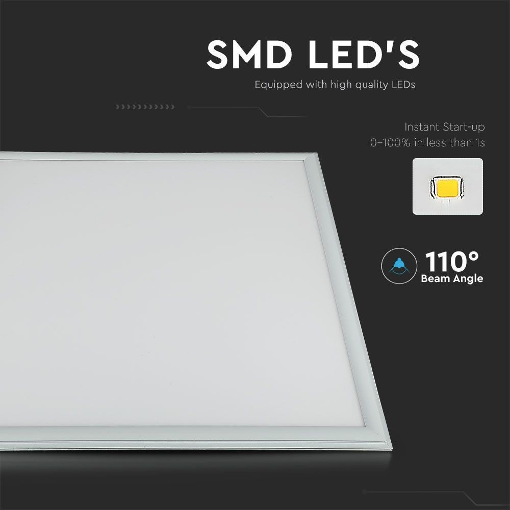 V-Tac LED Panel 60x60 - 40W, 4950lm, Hvid Kant (RA80)