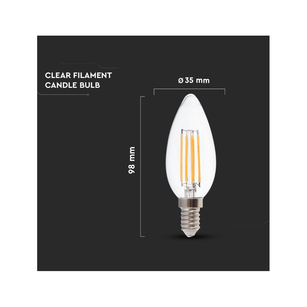 V-Tac 4W LED kertepære - Varm hvid, E14, 400lm, RA80