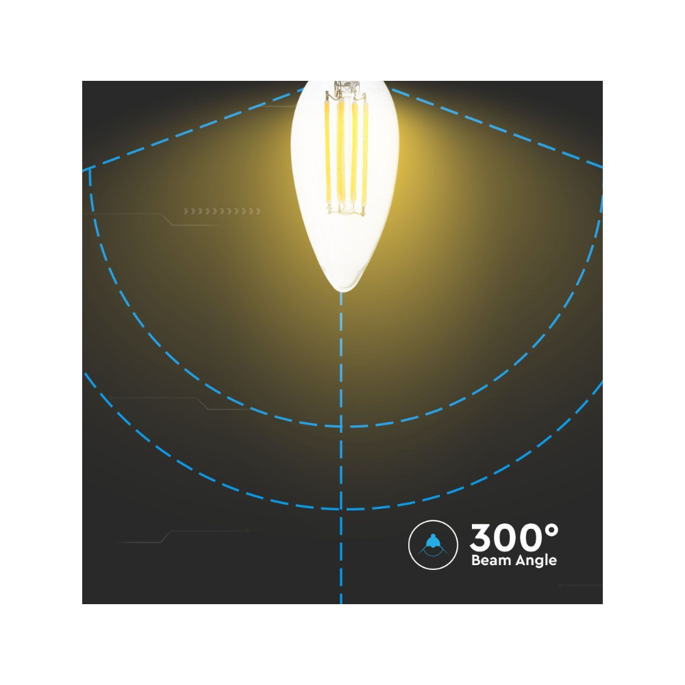 V-Tac 4W LED kertepære - Varm hvid, E14, 400lm, RA80