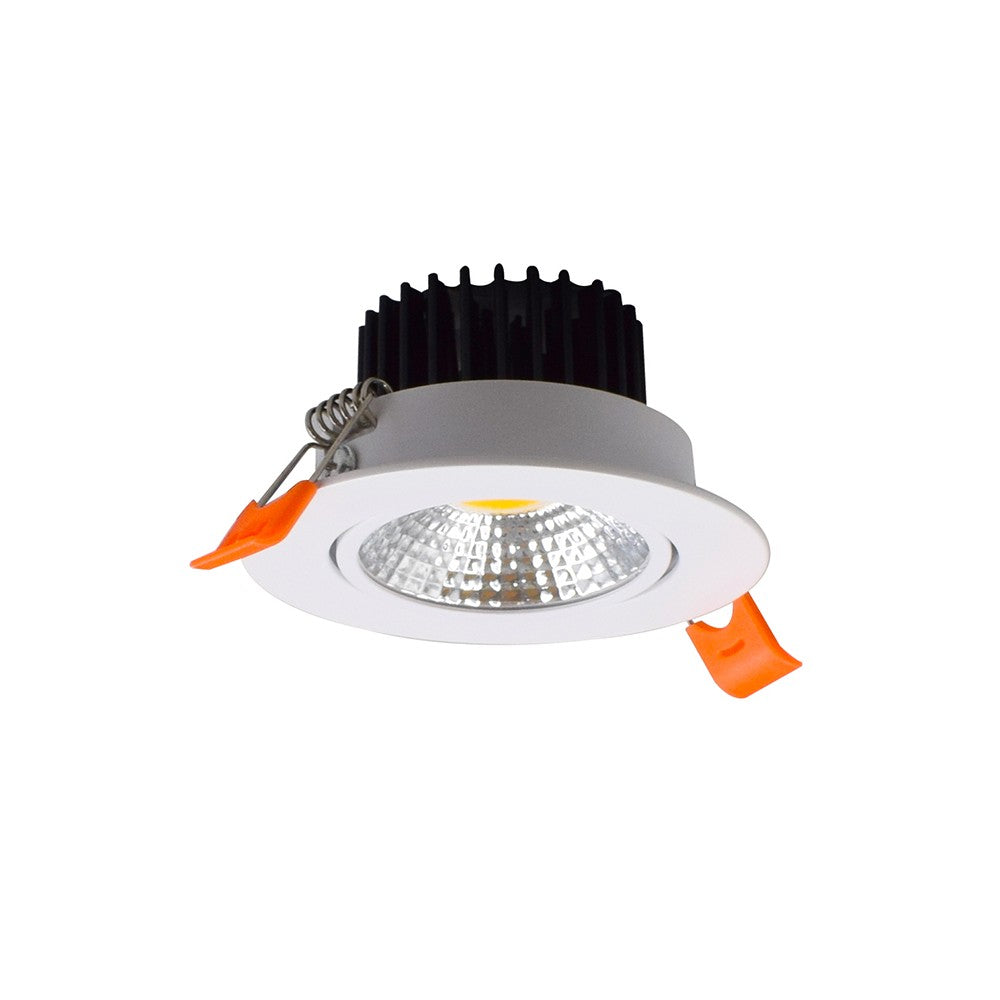 Dæmpbar 3W LED indbygningsspot - Hul: Ø7-8 cm, Mål: Ø8,5 cm, hvid kant, 230V, erstatter 45W