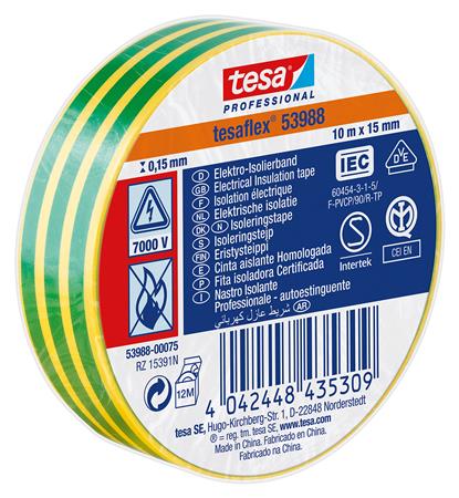 ISOLERINGSTAPE VDE/IEC PVC 10MX15MM G/G