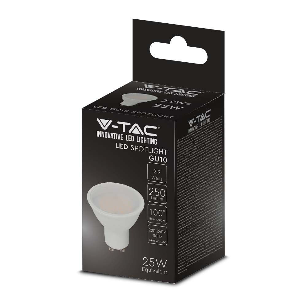 V-Tac 2,9W LED spot - 230V, GU10 erstatning for 25W spot med 250lm og RA80