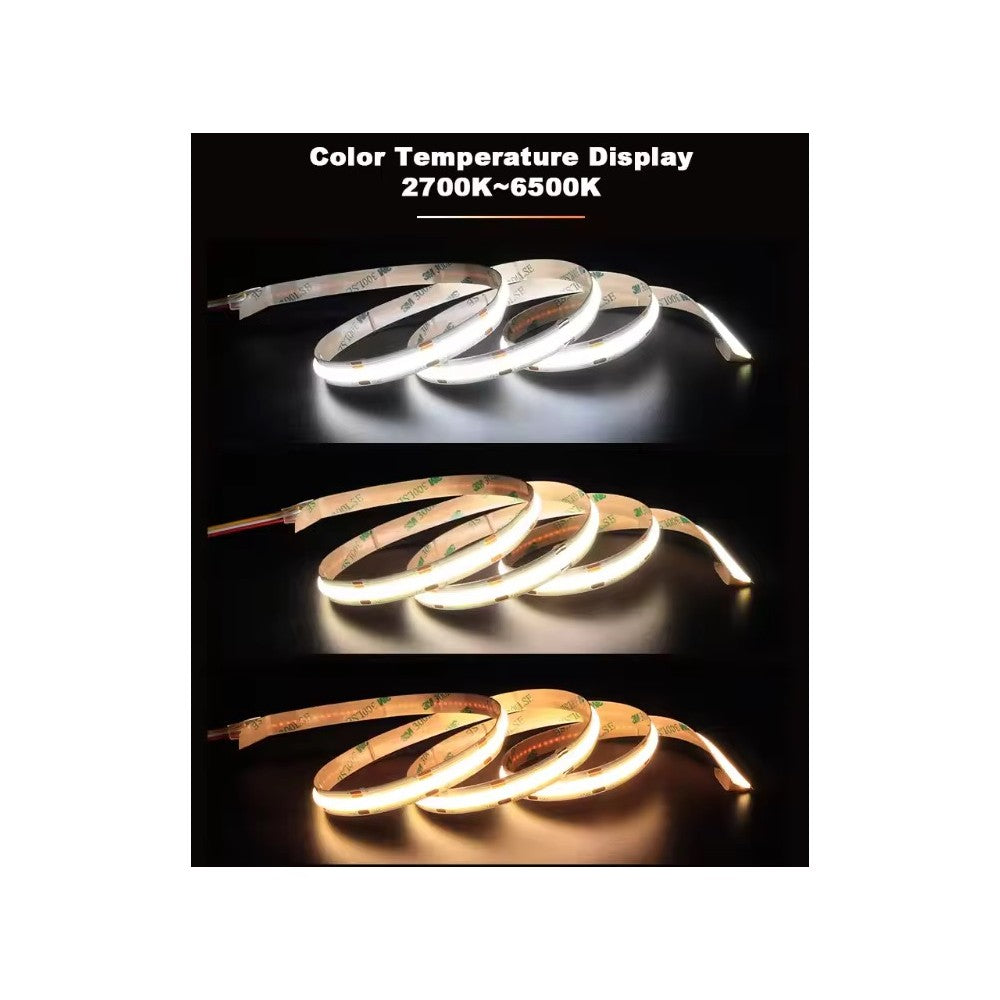16W/m CCT COB-LED-stribe - 5m, IP20, 512 LED pr. meter, 24V, RA97