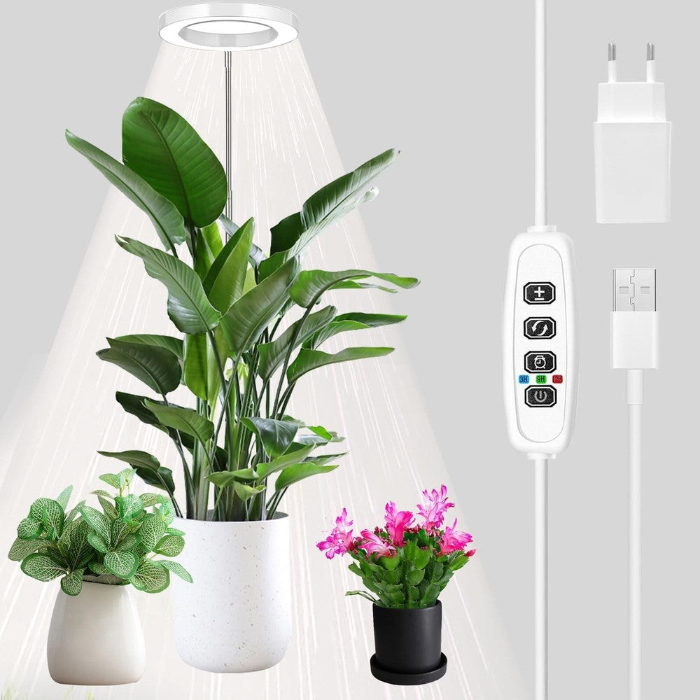 LED Plantebelysning med Spyd - 15W, Timer, Dæmpbar, Justerbar Højde, Effekt: 14W, Input: 230V, 720lm