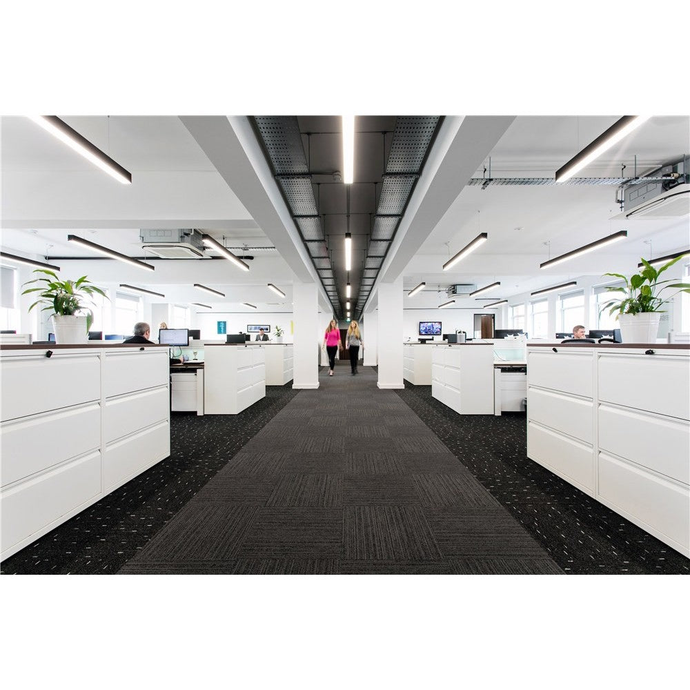 Sort LED lysskinne til kontor - 40W, 100 lm/W, 120 cm, inkl. wireophæng