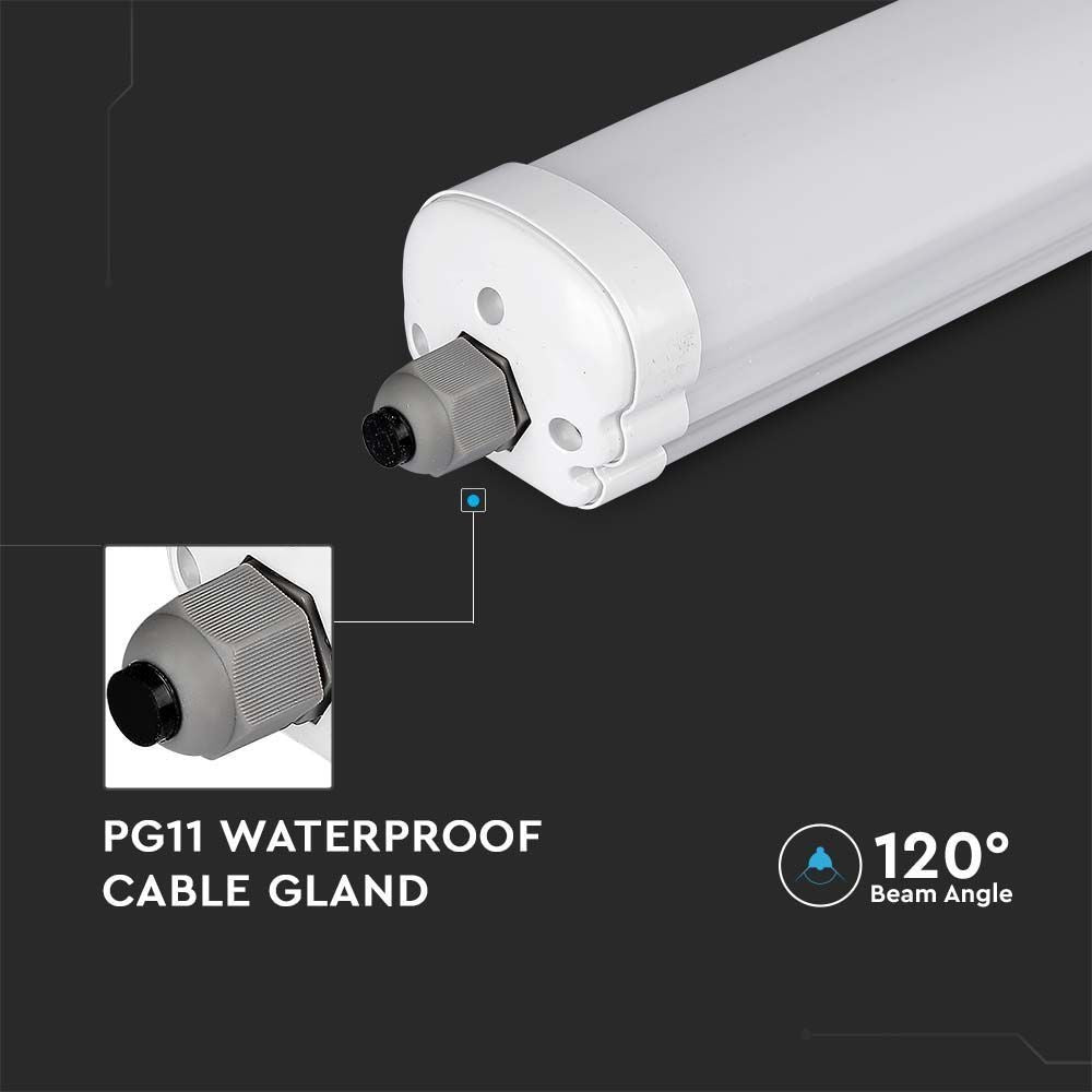 V-Tac Vandtæt LED Armatur - 150 cm, 120lm/W, IP65, Gennemfortrådet 230V