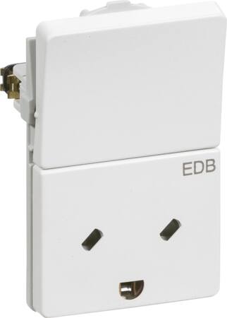 Fuga EDB stikkon. med jord og afbryder 2-pol - hvid