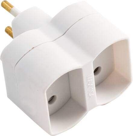 Forgreningsled børnesikret hvid, 2 flade stik