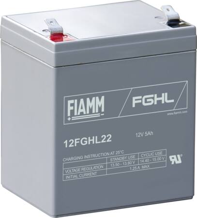 FIAMM 10 ÅRS BLYBATTERI 12V/5AH.