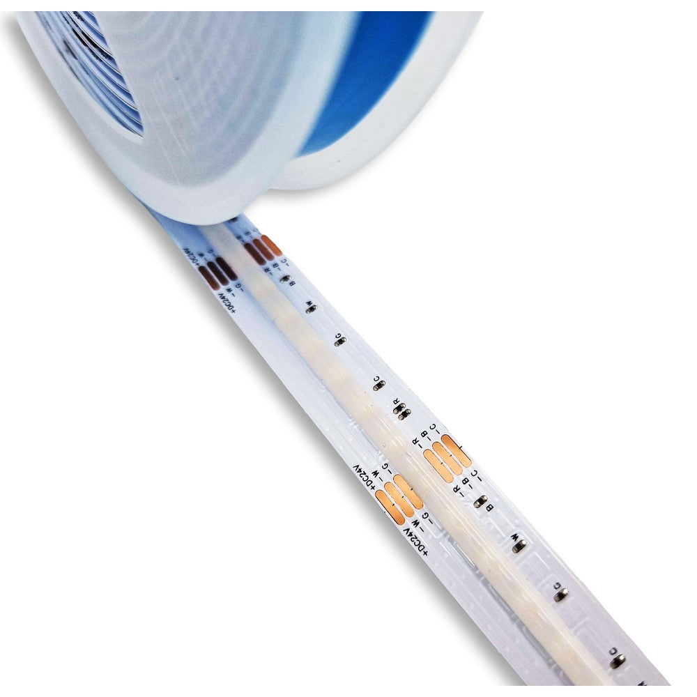 16W/m RGB+CCT COB-LED-strips - 5m, IP20, RA90, 24V, COB LED