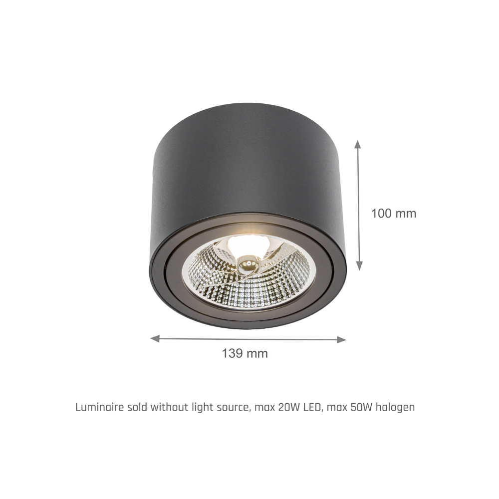 Chloe LED loftlampe - GU10, AR111, justerbar, ekskl. lyskilde (230V)