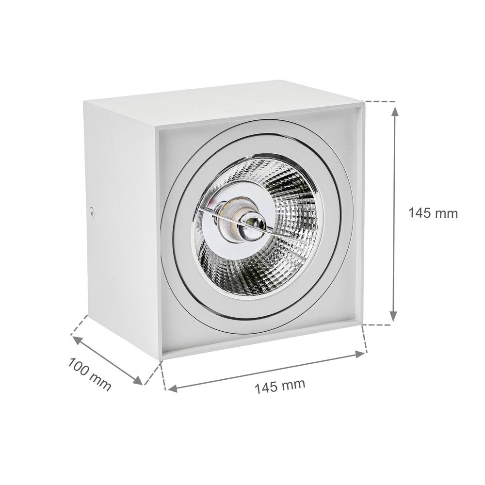 CHLOE AR111 GU10 IP20 firkantet hvid - 230V LED-spot til loftmontering med GU10 fatning og hvidt firkantet design