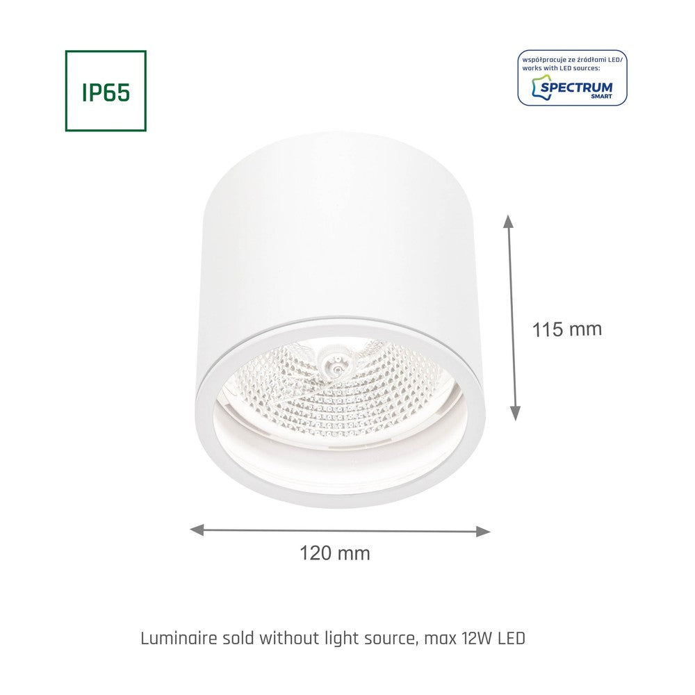 CHLOE AR111 GU10 IP65 Rund Hvid Udendørs LED Spotlampe - 230V, Vandtæt IP65