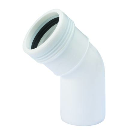 Wavin Ø50mm x 45° Bøjning, PP hvid