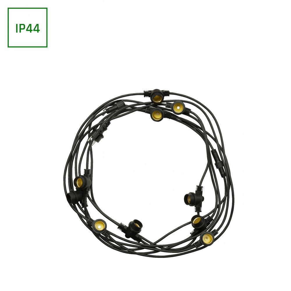Spectrum lyskæde til 10 E27 pærer - 5m, IP44, 230V, uden lyskilde