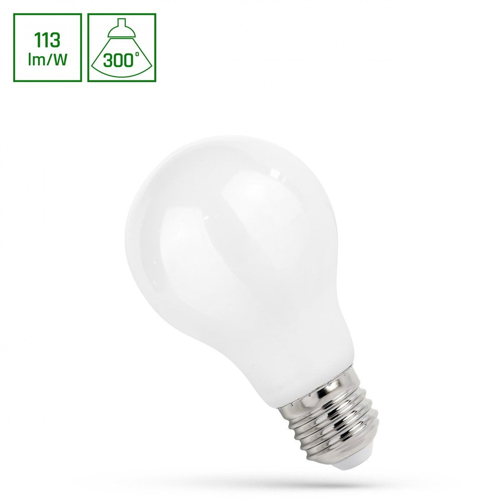 LED A60 E27 230V 8,5W kultråd matteret Spectrum - Energibesparende pære med stor E27 fatning og flot matteret finish. Leverer 950lm lysstyrke med en farvegengivelse på RA80.