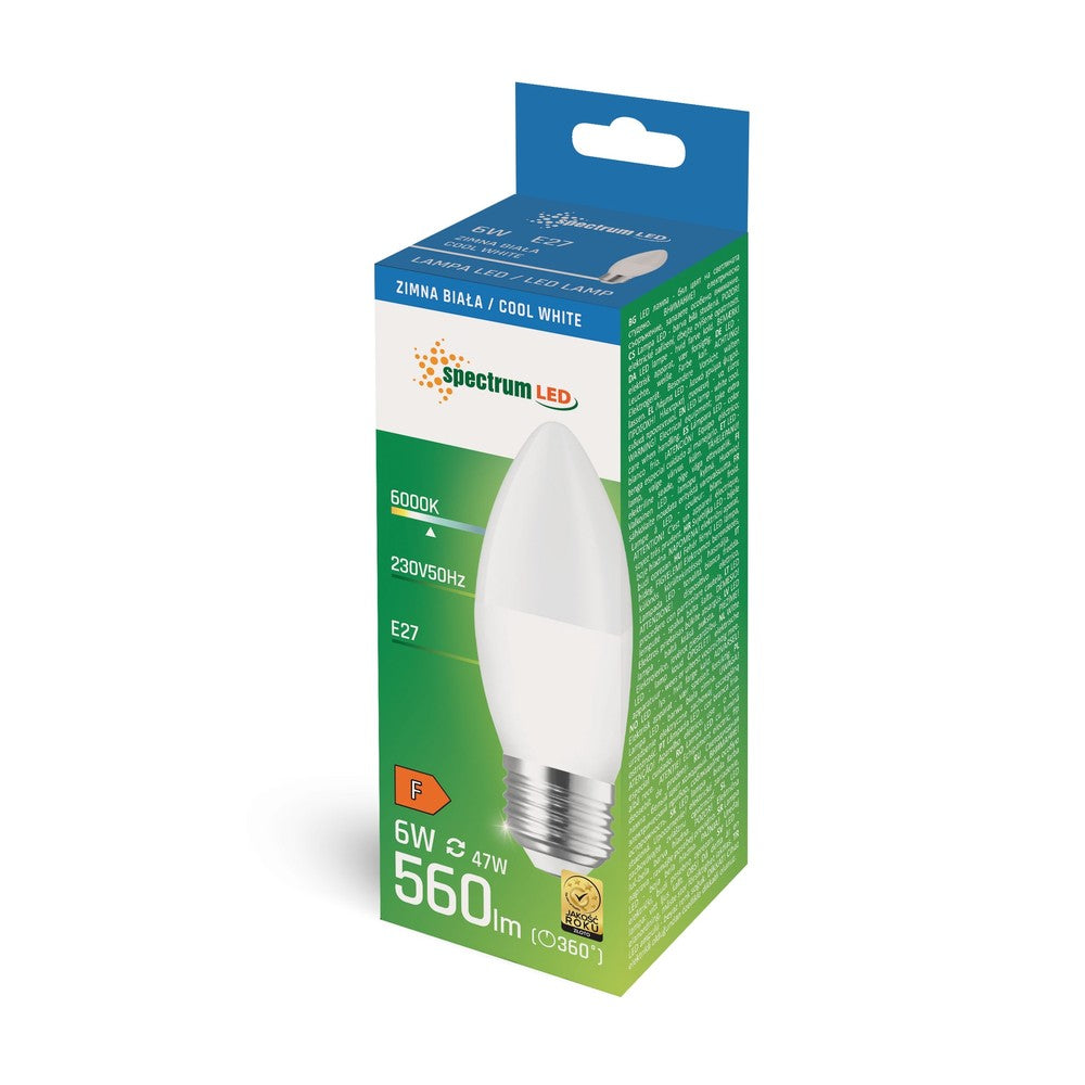 LED Pære C37 E27 230V 6W Spectrum - 520lm RA80