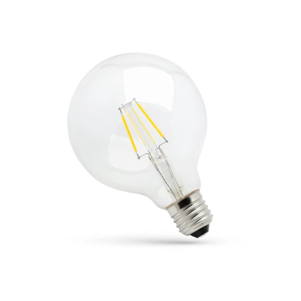 LED G125 E27 230V 8W Kultråd KLART Spectrum - Energibesparende pære med stor fatning og klart lys til stemningsfuld belysning - 1000lm, RA80