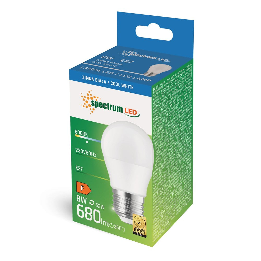 LED Pære G45 E27 8W Spectrum - 230V, 710lm, RA80