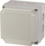 Fibox med gråt låg - 130x130x100 - 4 skruehuller