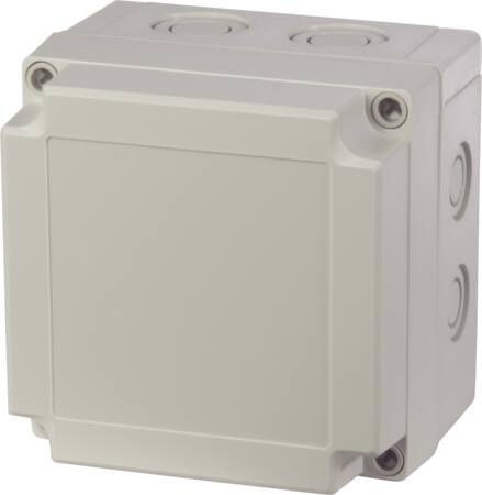 Fibox med gråt låg - 130x130x100 - 4 skruehuller