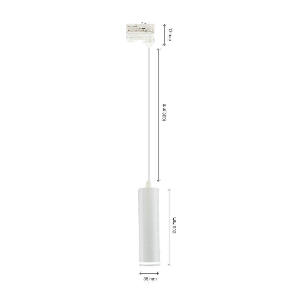 MADARA MINI RING GU10 pendellampe til 3-faset skinne 230V IP20 Ø55 x 200mm HVID - 230V