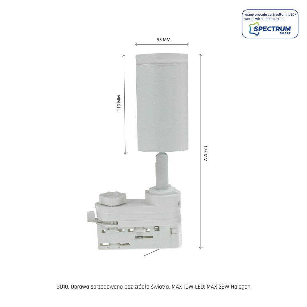 MADARA MINI RING II GU10 pendellampe til 3-faset skinne - HVID, IP20, 55x100x185mm