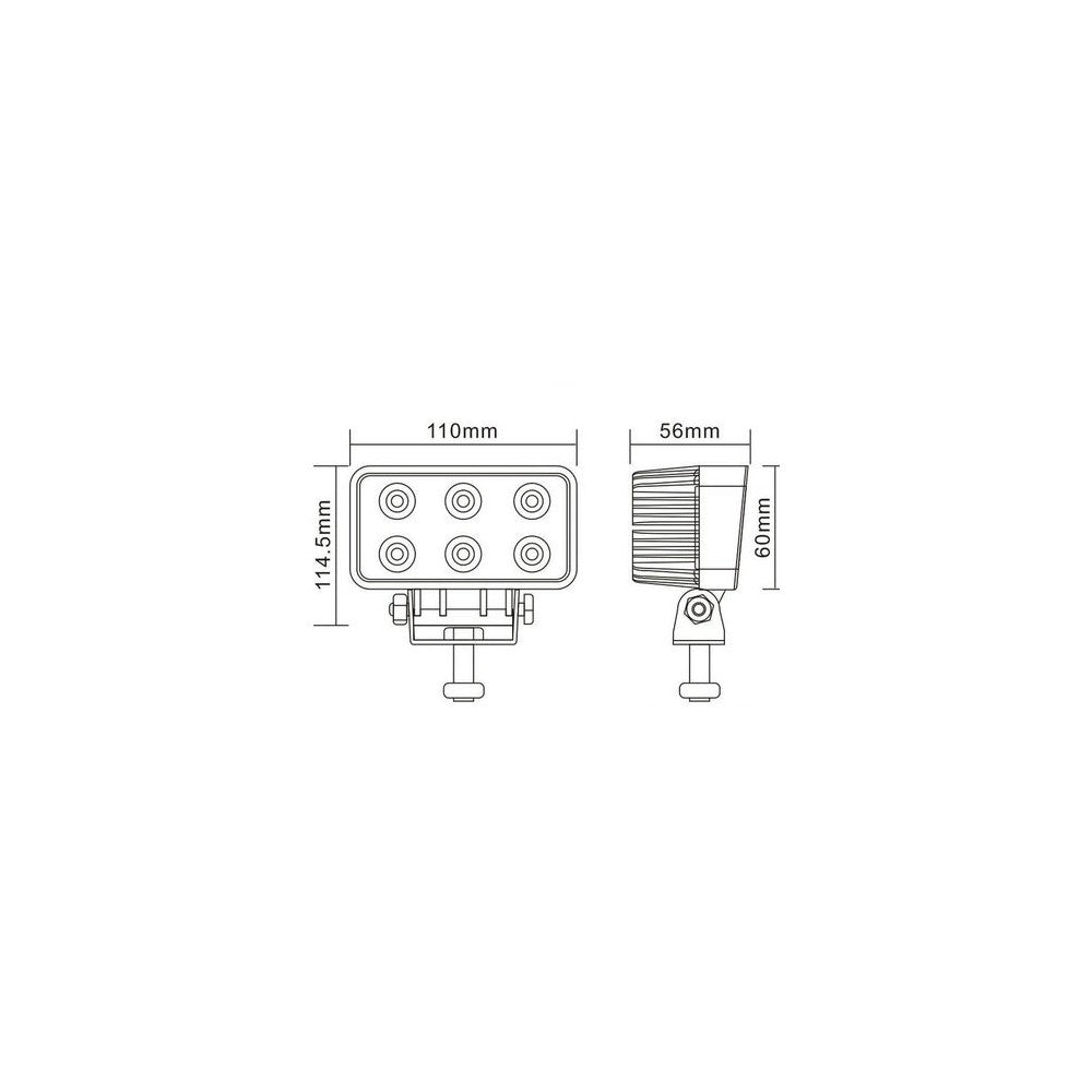 18W LED Arbejdslampe - Til bil, lastbil, traktor, trailer, udrykningskøretøjer - Kold hvid - 12V / 24V - Erstatter 110W - 1100lm - IP67