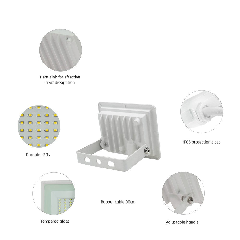 NOCTIS LUX 3 PROJEKTØR 10W 230V IP65 90x75x27mm HVID - 10W Projektor med IP65 beskyttelse, 1000lm lysstyrke, RA70 og hvid farve.