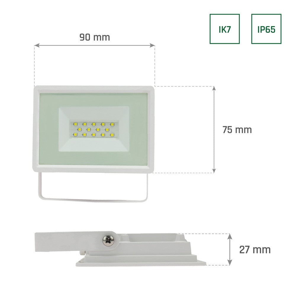 NOCTIS LUX 3 PROJEKTØR 10W 230V IP65 90x75x27mm HVID - 10W Projektor med IP65 beskyttelse, 1000lm lysstyrke, RA70 og hvid farve.
