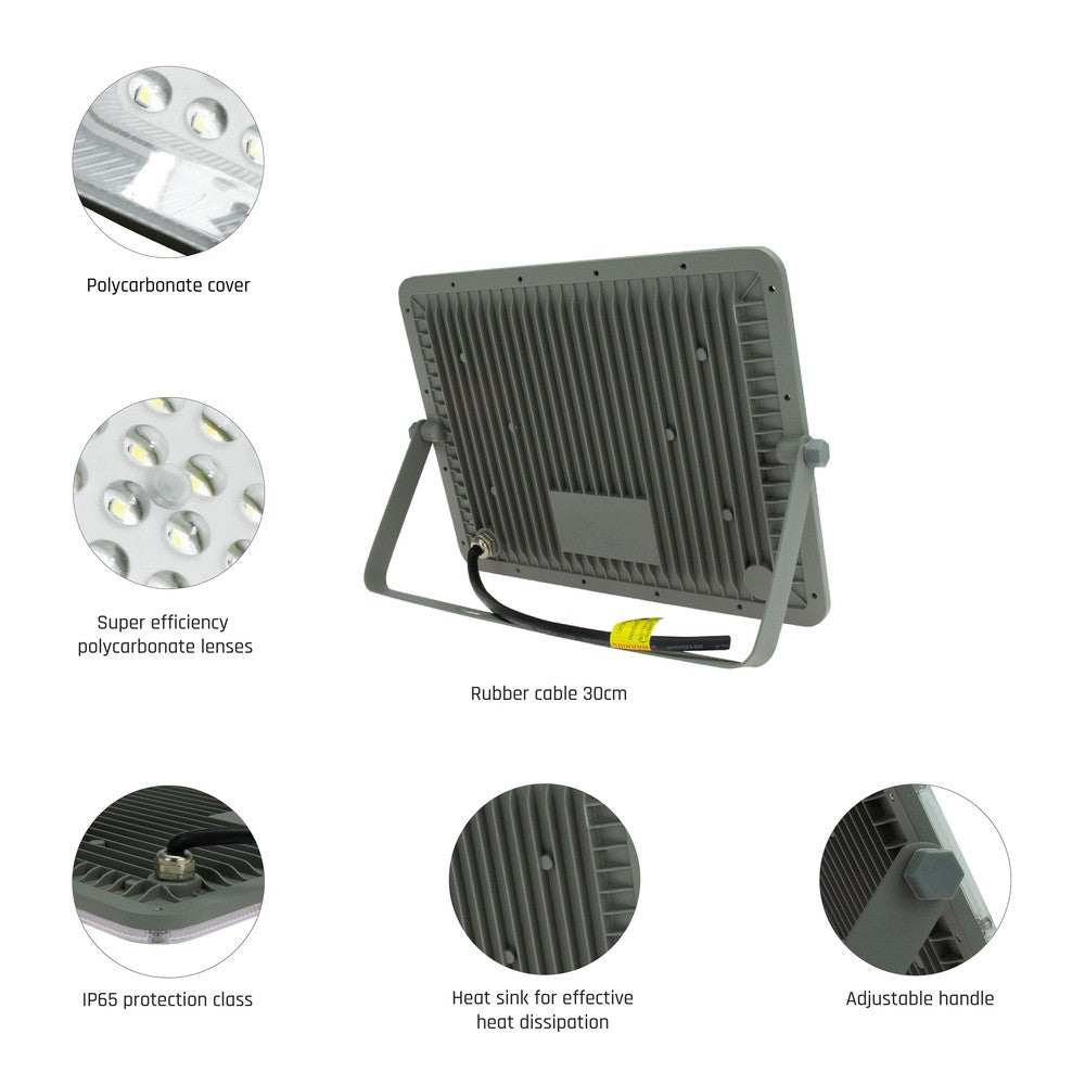 NOCTIS MAX PROJEKTØR 100W 230V 85° IP65 294x215x30 mm GRÅ 5 års garanti