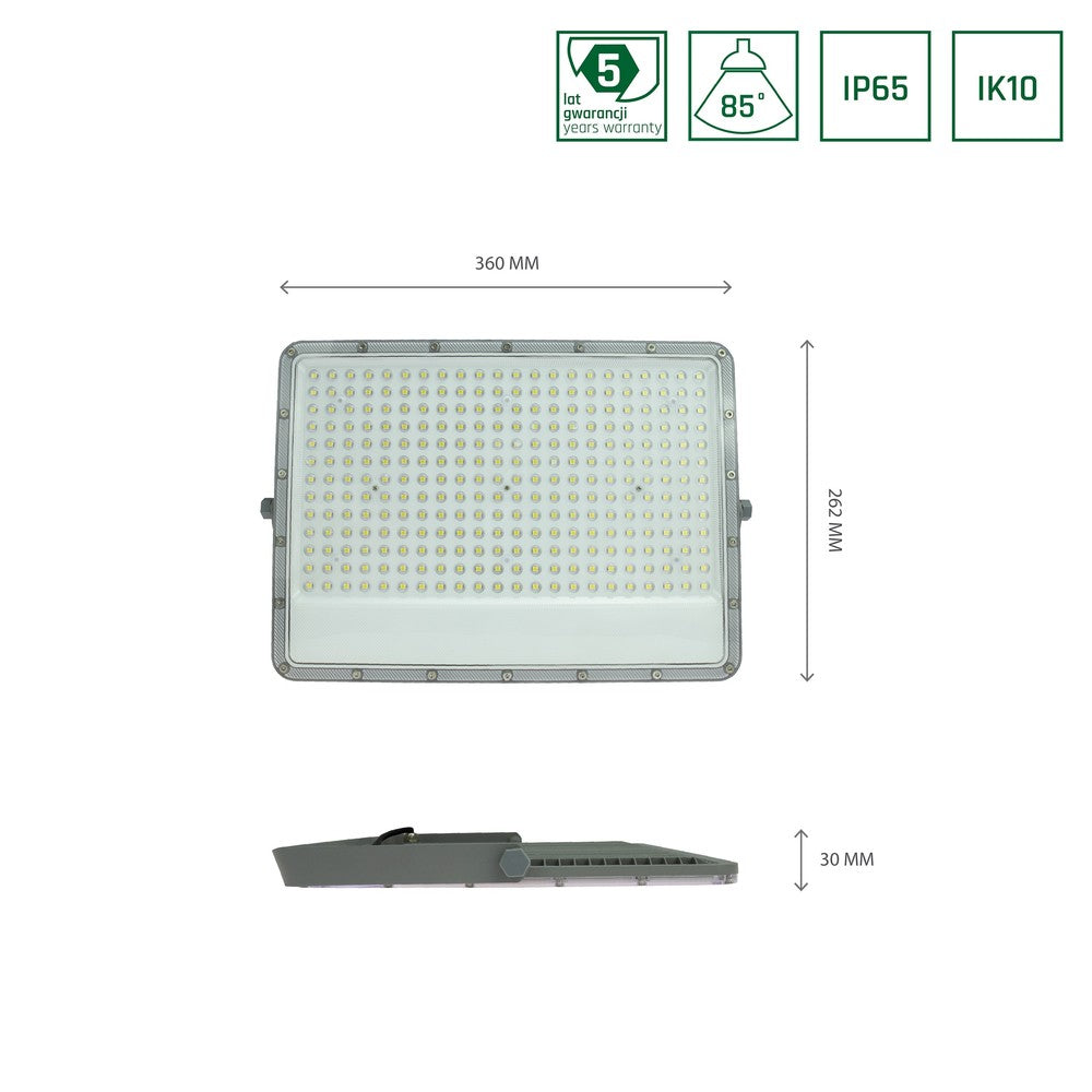 NOCTIS MAX PROJEKTØR 150W 230V 85° IP65 357x262x30 mm GRÅ 5 års garanti