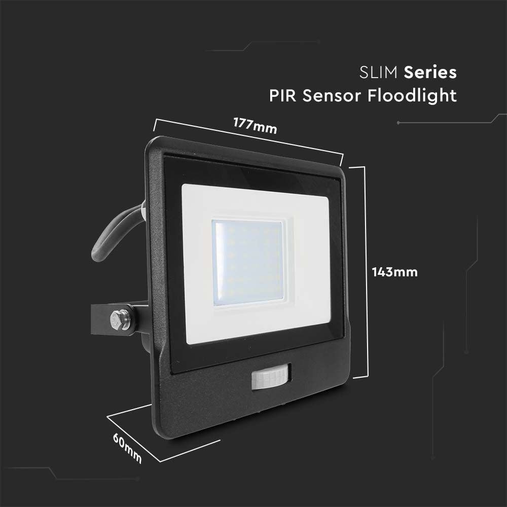 V-Tac 30W LED projektør med sensor - Samsung LED chip, 5 års garanti, IP65