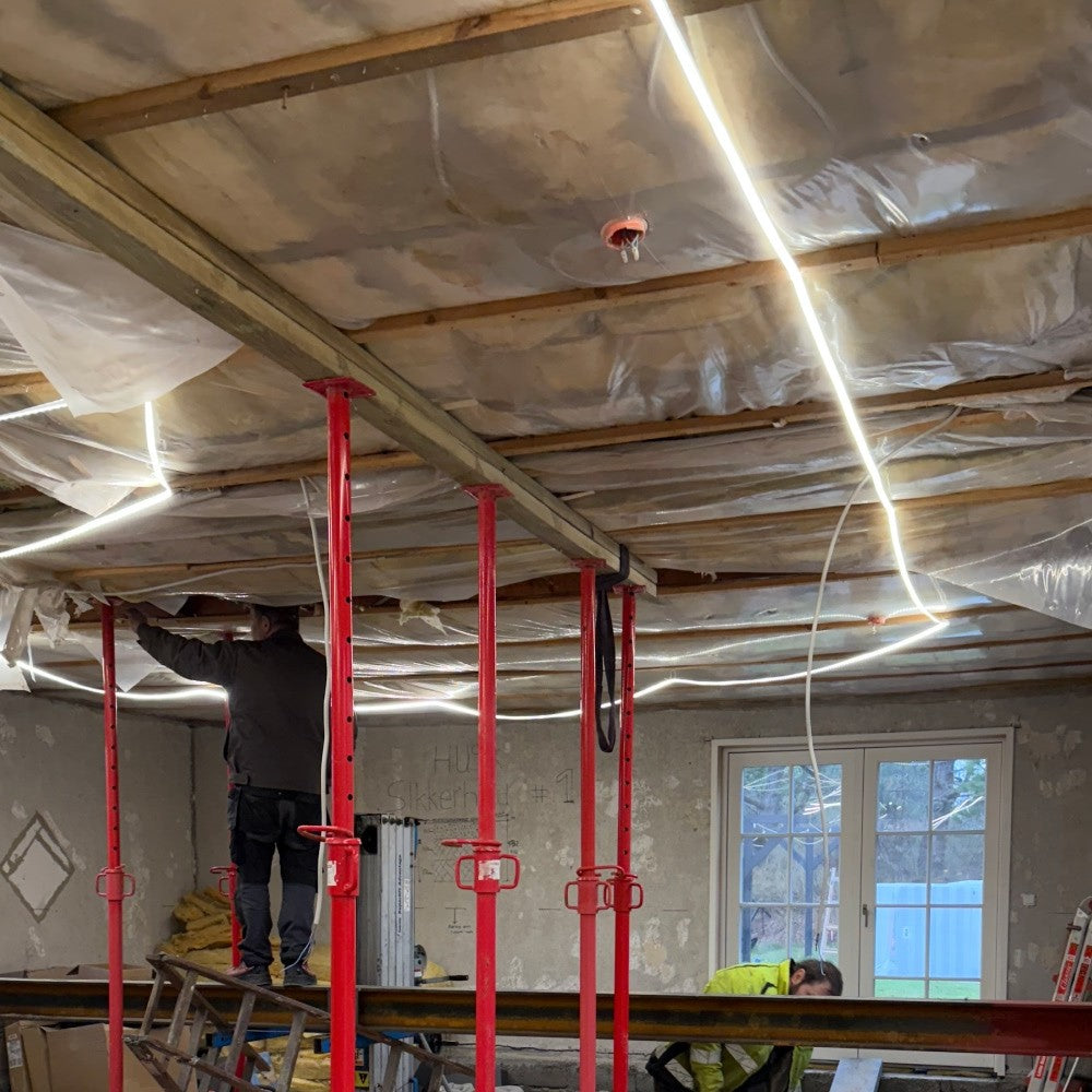 Arbejdslys 50m strip på tromle - 230V, IP67, 120 LED/m, 9W/m, 1320 lm/m, RA80