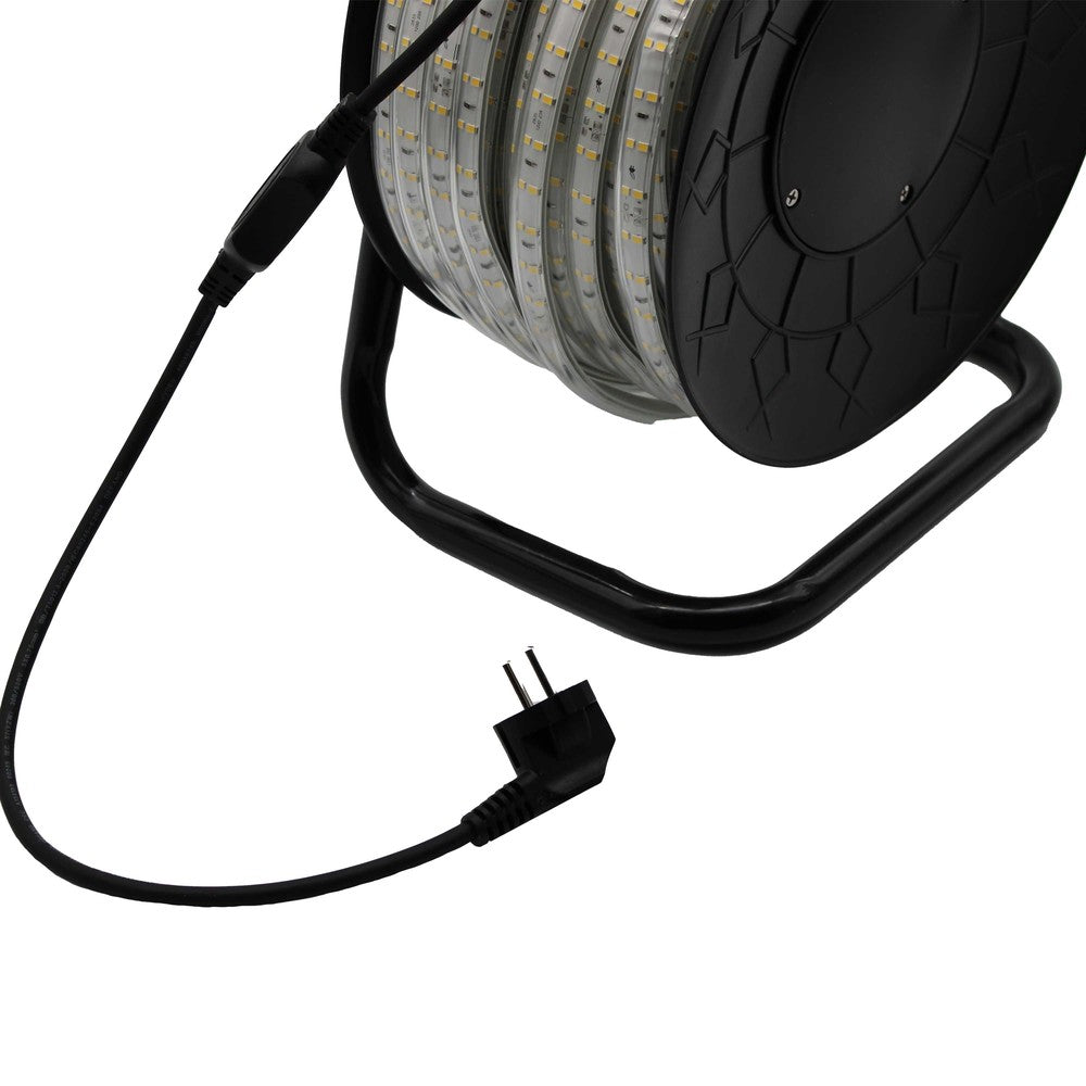 Arbejdslys 50m strip på tromle - 230V, IP67, 120 LED/m, 9W/m, 1320 lm/m, RA80