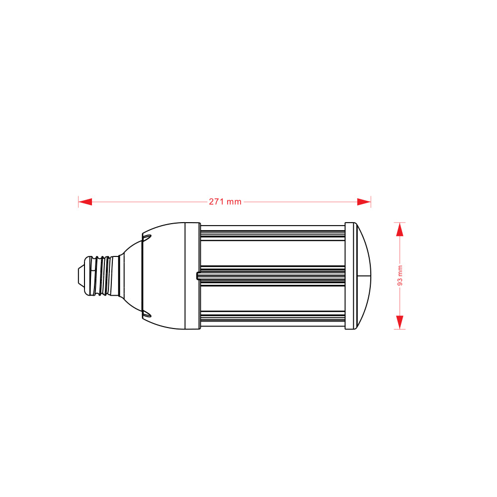 LEDlife VEGA50 LED pære - 50W, mælkehvidt glas, varm hvid, E27/E40 fatning - Erstatter 300W. Input: 230V. 5400lm. RA80.