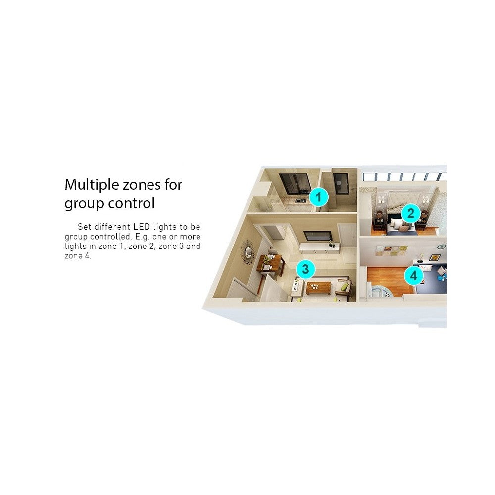 LEDlife rWave RGB+CCT fjernbetjening - 1 zone, batteri, inkl. holder til LED-belysning