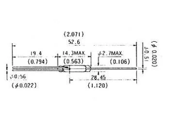 REED sensorkontakt - 1 x omskifter, 3W (0,25A) Ø2,54x14mm