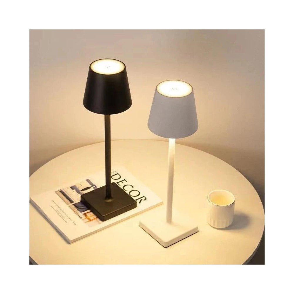 Opladelig LED bordlampe til indendørs og udendørs brug - Hvid, IP54, touch-dæmpbar (Lyskilde ikke inkluderet). Max 3W, 100 lumen, RA80, Flicker free, IP54