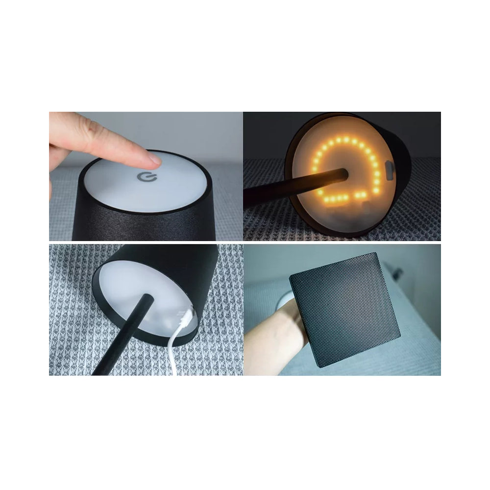 Opladelig LED bordlampe til indendørs og udendørs brug - Hvid, IP54, touch-dæmpbar (Lyskilde ikke inkluderet). Max 3W, 100 lumen, RA80, Flicker free, IP54
