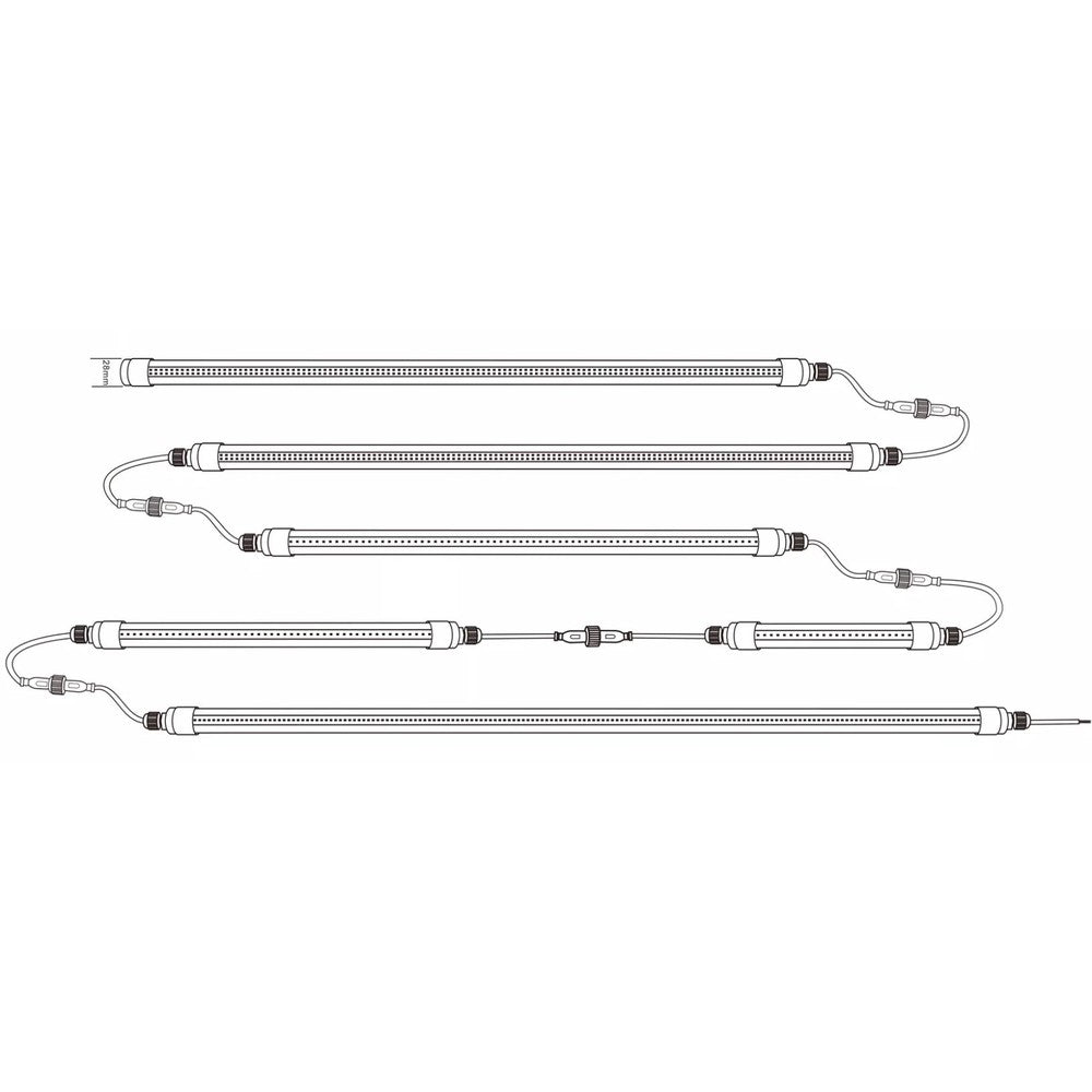 10W LED armatur - 60 cm, IP65, Ø25cm, gennemfortrådet, 230V